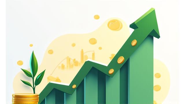 Gráfico de crecimiento financiero con monedas y planta creciendo