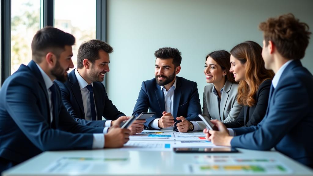 Imagen de personas planificando finanzas con gráficos y notas